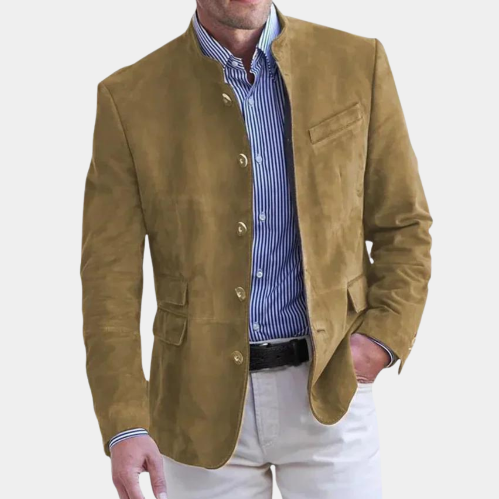Veste italienne élégante pour homme, gris foncé, style classique, lignes épurées, chic et adaptable.