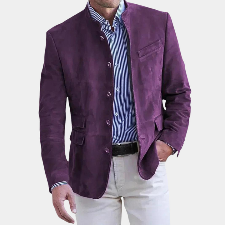 Veste italienne élégante pour homme, gris foncé, style classique, lignes épurées, chic et adaptable.