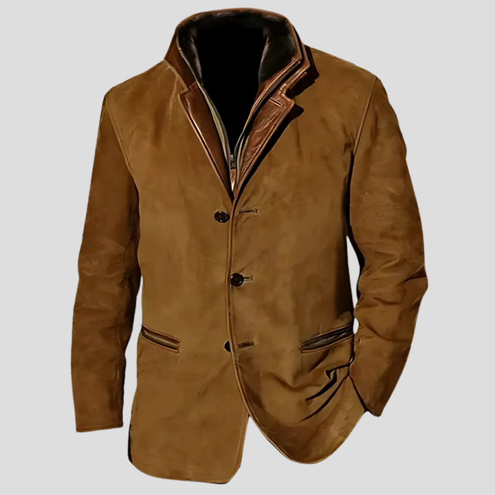 "Veste rétro homme à col contrasté, style raffiné en polyester, idéale pour printemps/automne, disponibles tailles S-5XL."