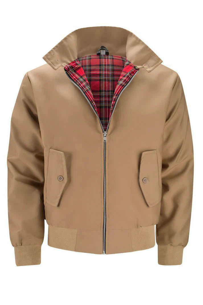 "Veste urbaine homme élégante, doublure à carreaux, col classique, coton mélangé, look moderne et raffiné"