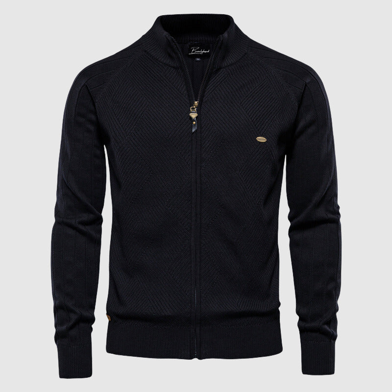 Veste zippée homme Hazel, élégante silhouette moderne, tissu léger, poches zippées, idéale pour ville ou plein air.