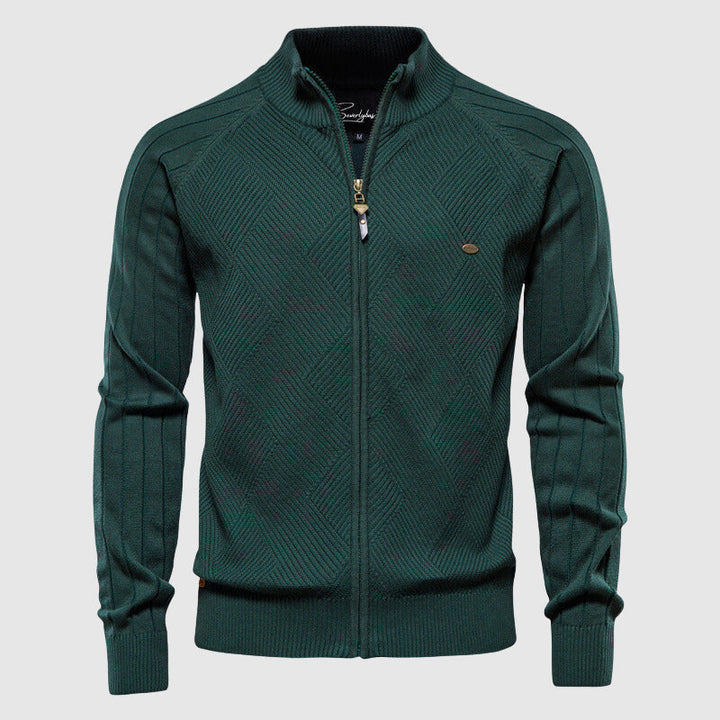 Veste zippée homme Hazel, élégante silhouette moderne, tissu léger, poches zippées, idéale pour ville ou plein air.