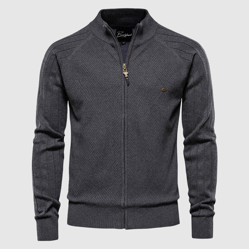 Veste zippée homme Hazel, élégante silhouette moderne, tissu léger, poches zippées, idéale pour ville ou plein air.