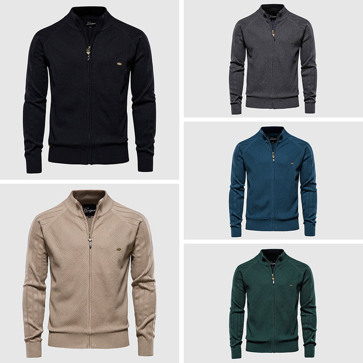 Veste zippée homme Hazel, élégante silhouette moderne, tissu léger, poches zippées, idéale pour ville ou plein air.
